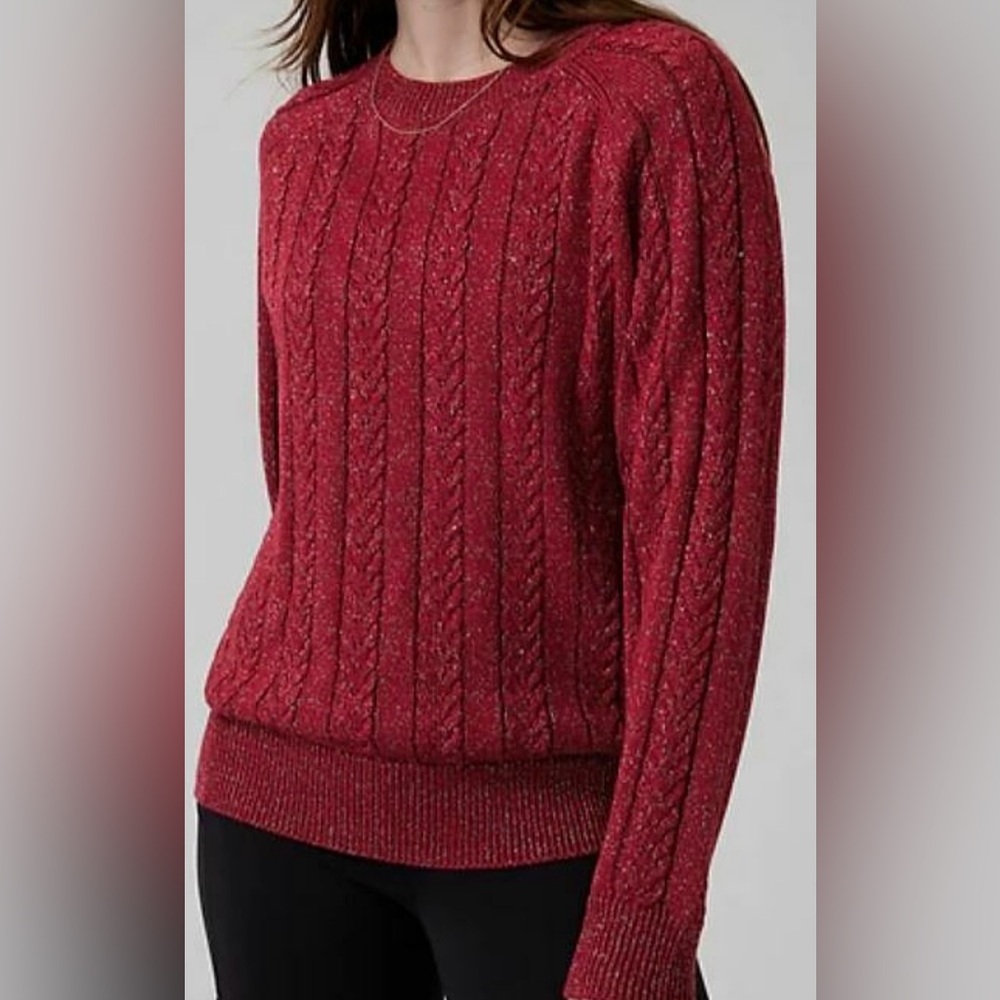Athleta Crossroads Crew Sweater Red Metallic Size S - Picture 1 of 9
